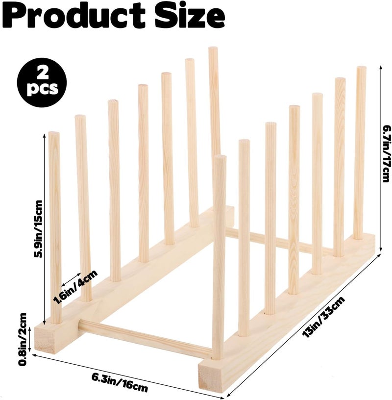 Rainmae 2 Pack Art Drying Rack Art Storage Rack, Wood Kids Bookshelf for Display, 6 Layers Paint Display Rack Storage Stand for Canvas, Art Storage Organizer for Painting Canvas, Tabletop Art Rack - Image 2